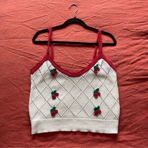 Vintage Cherry Knit Women's Top
